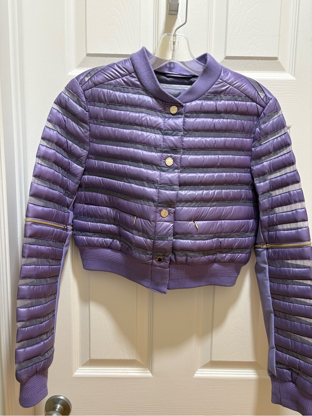 Diego M Women's Lightweight Quilted Bomber Jacket in Purple